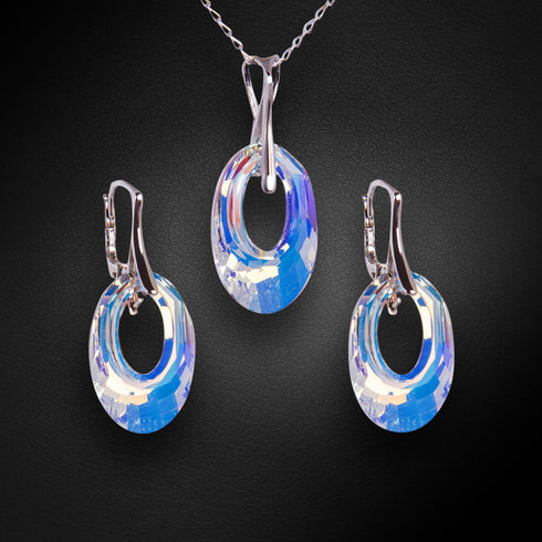 Sudraba komplekts "Helios (Aurore Boreale)" ar Swarovski™ kristāliem